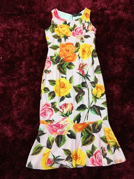 

Customize Made Women Plus Size 3XS-10XL Casual Sleeveless Cute Floral Flower Print Mermaid Fishtail Dress Bodycon Vestido