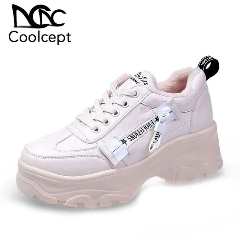 

Coolcept New Women Sneakers Fashion Lace Up Thick Bottom Platform Casual Vulcanized Shoes Women Street Footwear Size 35-39