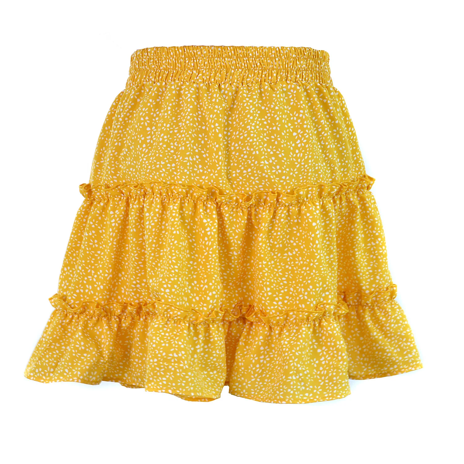 Laamei модные юбки женские эластичный шнурок на талии мини юбка Повседневная юбка в складку тонкий горошек печатных свободная пляжная одежда