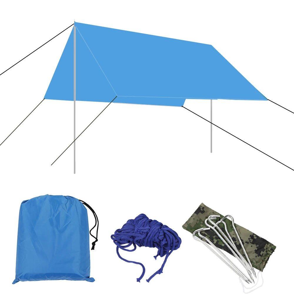 الرياضة في الهواء الطلق قماش القنب المظلة مظلة الشمس المأوى حصيرة للتخييم المحمولة المأوى ظلة خيمة للماء للطي PU للماء
