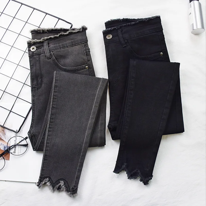 

2019 Women Jeans High Elastic Stretch Jeans Female Washed Denim Skinny Female Ankle Pencil Pants Stretch Streetwear Trousers