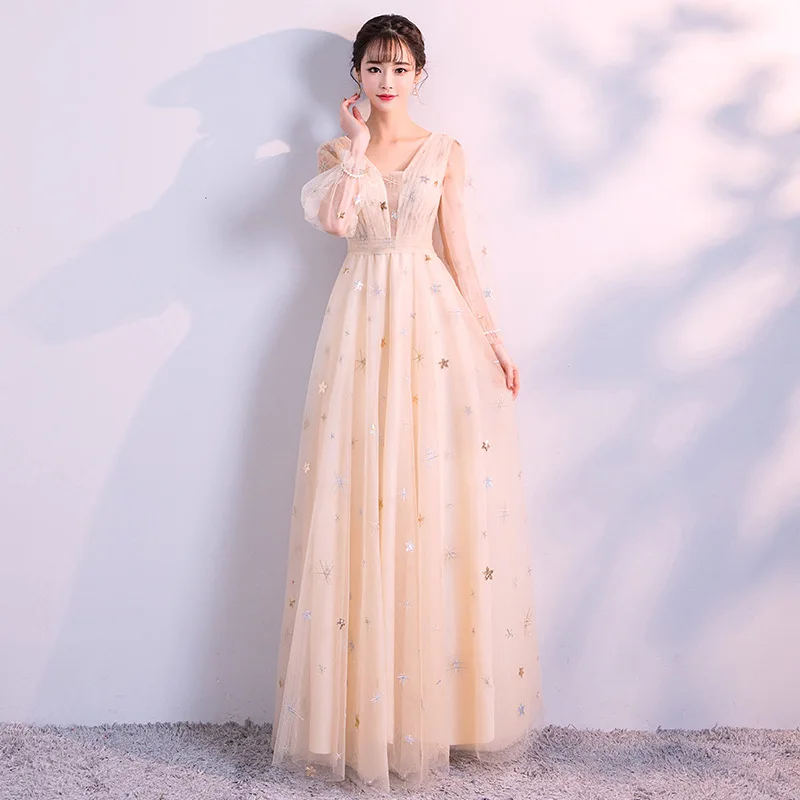 A Line Evening Dress Black Long Sleeve Dot Pattern Formal Prom Dress Elegant Illusion O-neck Floor length Print Party Gown E016