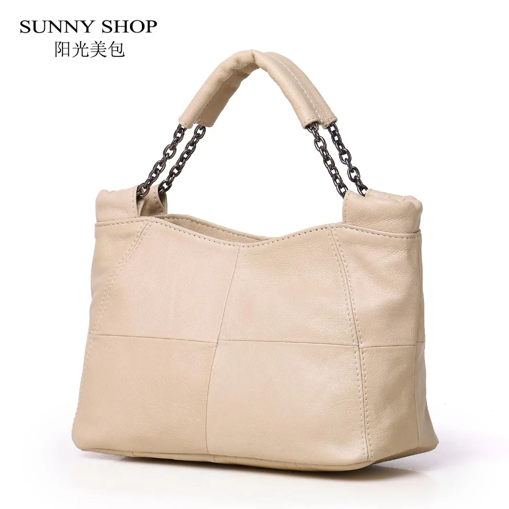 

SUNNY SHOP 100% Genuine Leather Women Bag Brand Designer Luxury Cowhide Skin Shoulder Bags Fashion Chain Office work Handbags