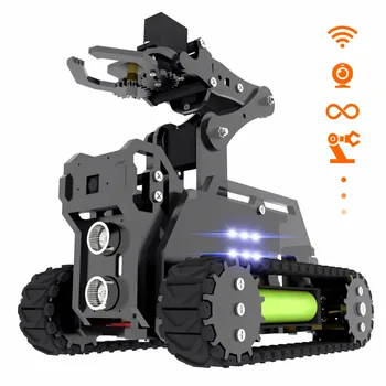 Adeept RaspTank WiFi Wireless Smart Robot Car Kit for Raspberry Pi 3 Model B+/B/2B, Tank Tracked Robot with 4-DOF Robotic Arm, O