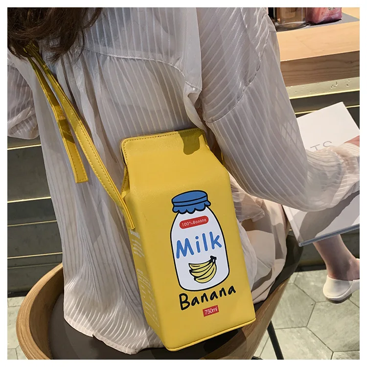 Молочно-Оранжевая Сумка на плечо с принтом в виде коробки для женщин и девочек, маленькая сумка через плечо с фруктами и бананами, мини-кошелек для телефона, сумочка