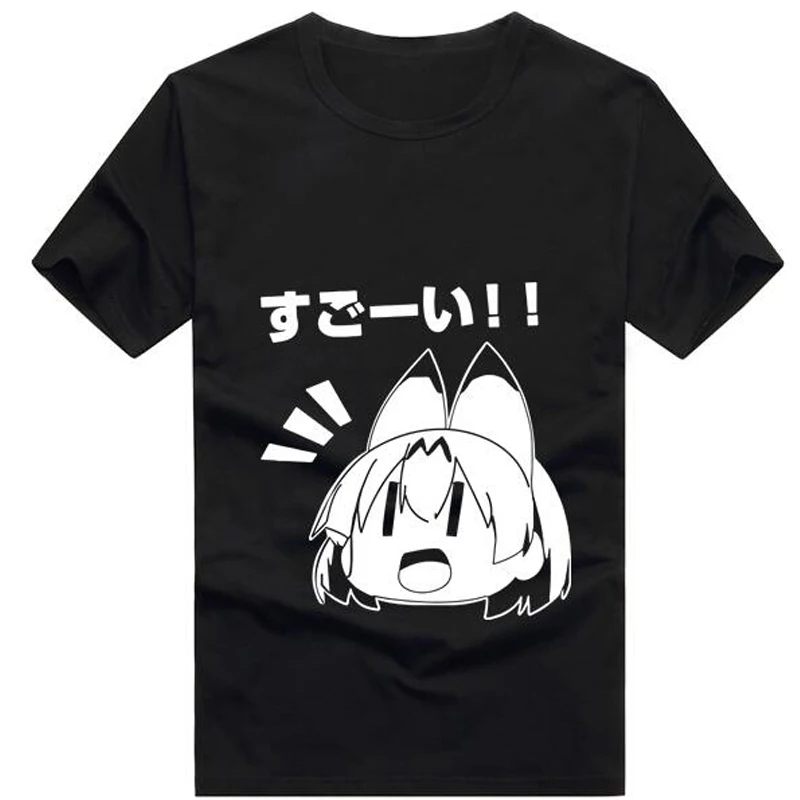 Новая Милая футболка от Kemono Friends модная с надписью Game serval хлопковые топы коротким