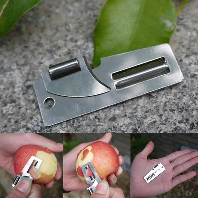 

Useful Practical Stainless Steel Double Peeler Multi Tool 2 in 1 EDC Pocket Can Opener