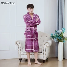 Халаты мужские с v-образным вырезом Длинные теплая мягкая зимняя Повседневный домашний халат корейский стиль досуг мужские высокого качества шикарный халат Ulzzang