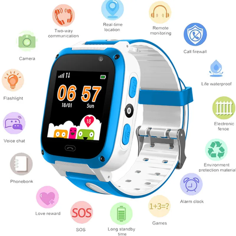 LIGE New Smart Watch SOS Emergency Help LBS Children Smart Watch Large Capacity Battery Child Baby Watch Support SIM Card+Box