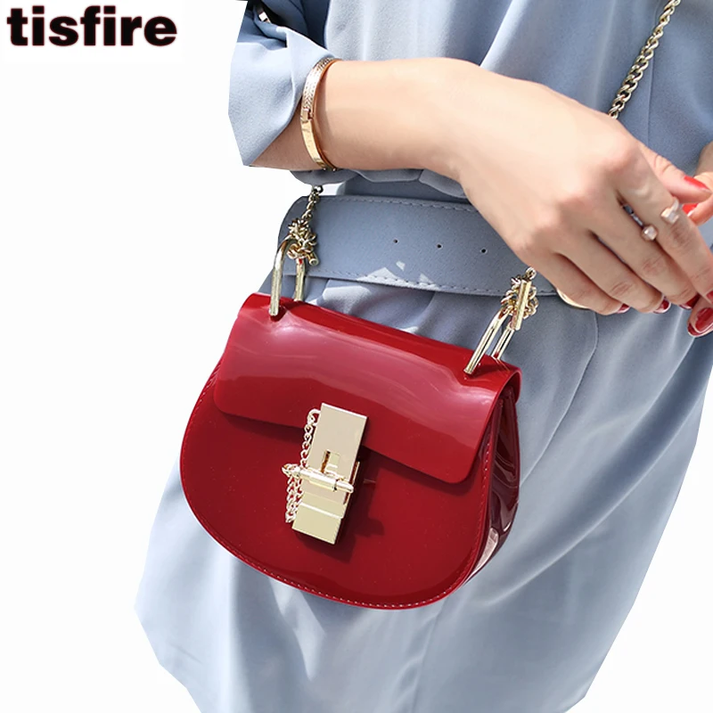 brand jelly bag summer candy color PVC saddle bag luxury designer chain shoulder bags piggy