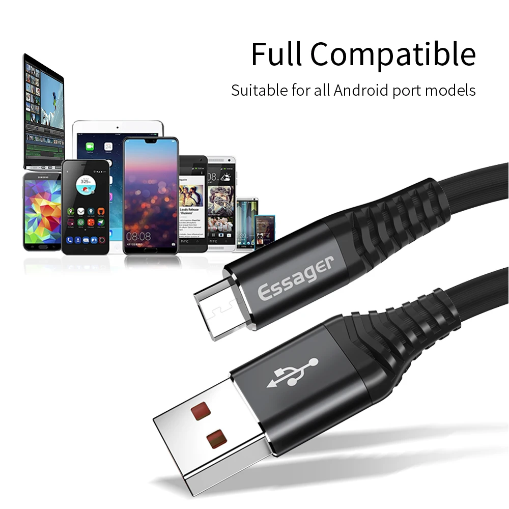 Кабель Micro USB Essager для samsung S7 Xiaomi Android 0,3 м 1 м 2 м кабель Microusb кабель для зарядки и передачи данных кабели для мобильных телефонов