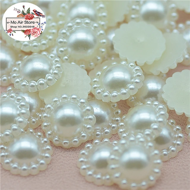 11mm White Heart Shape Flatback Imitation Pearl Beads