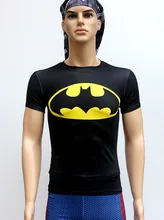 Mans Black Batman T Shirts Short Sleeve High Elastic Fast Dry Tops Super Hero Shirts Water Proof Sport Riding Outdoor Tops