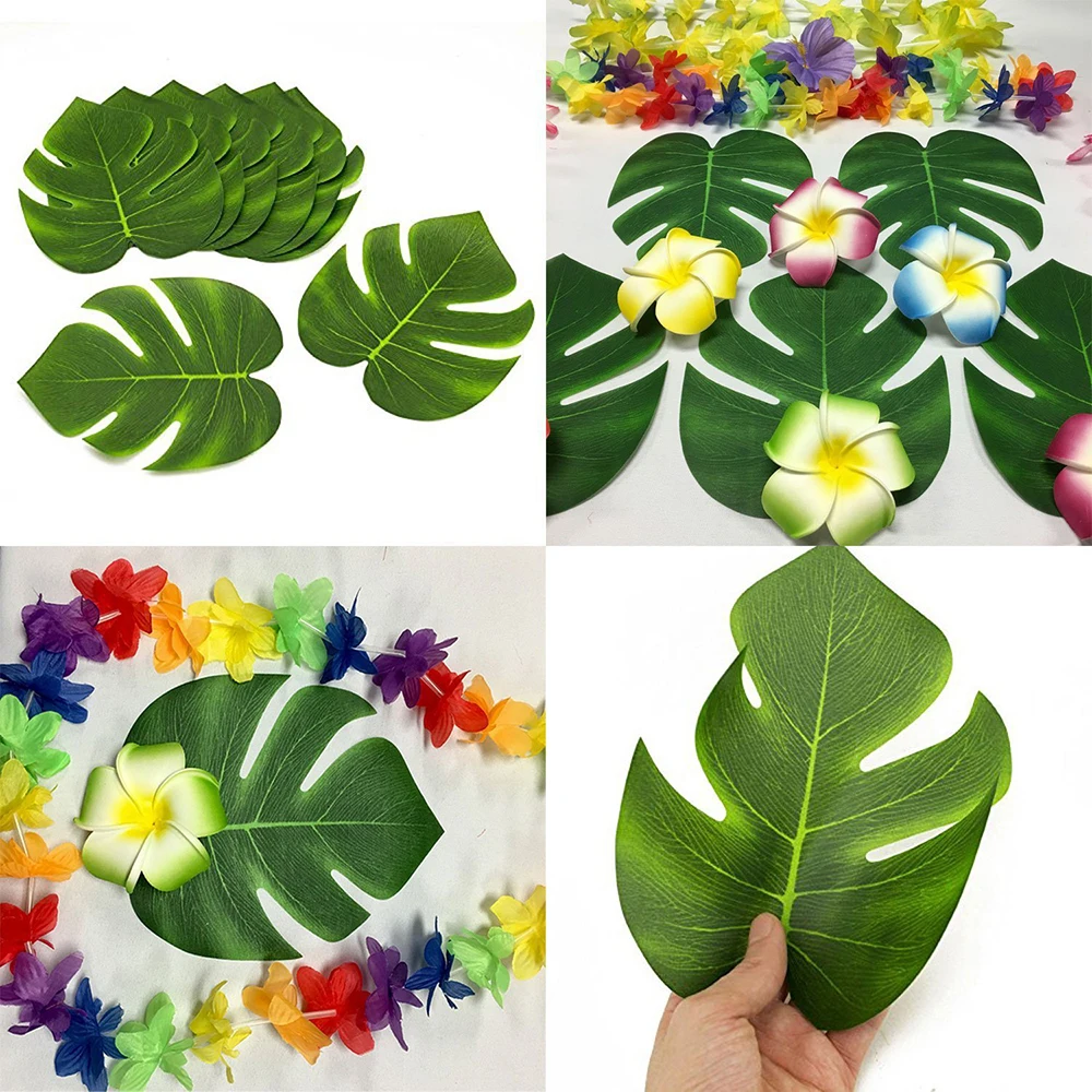 

12pcs Artificial Tropical Palm Leaves for Hawaii Luau Party Decorations Beach Theme Wedding Table Decoration Accessories
