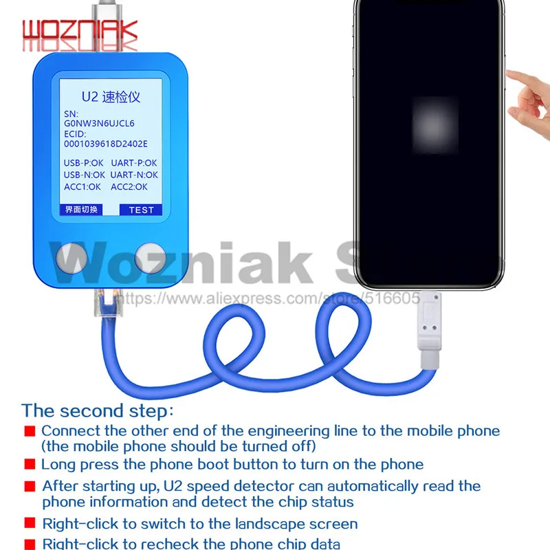 JC U2 Tristar тестер быстро детектор для iPhone заряд IC неисправностей Быстрый SN серийный