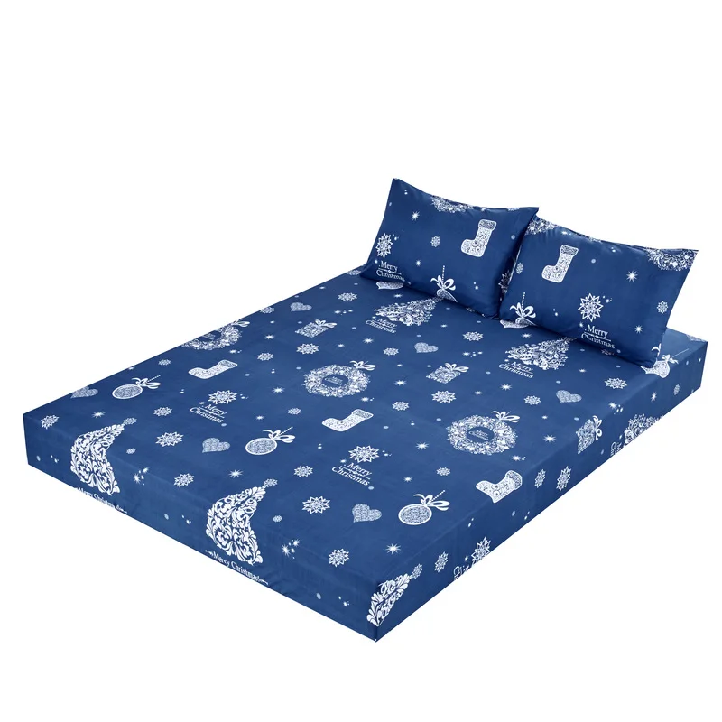 MECEROCK 100 Polyester Fitted Sheet Bed Sheet Queen Size Christmas