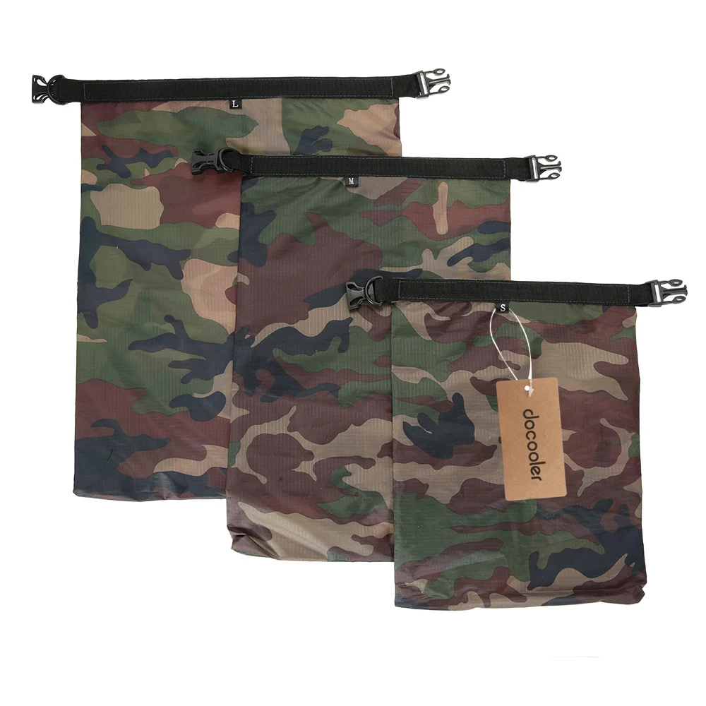 Camping Water Bags 3 Pack Camouflage Dry Bag Waterproof 3L+5L+8L Outdoor Ultralight Dry Bags Sacks For Hiking Traveling