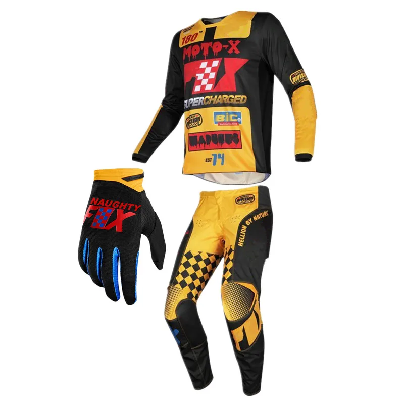 

NAUGHTY FOX Summer Motocross Bicycle Cycling Sets MX MTB Gloves Quick-dry Jersey Dirt Bike Pants Cycling Sets Moto Combos