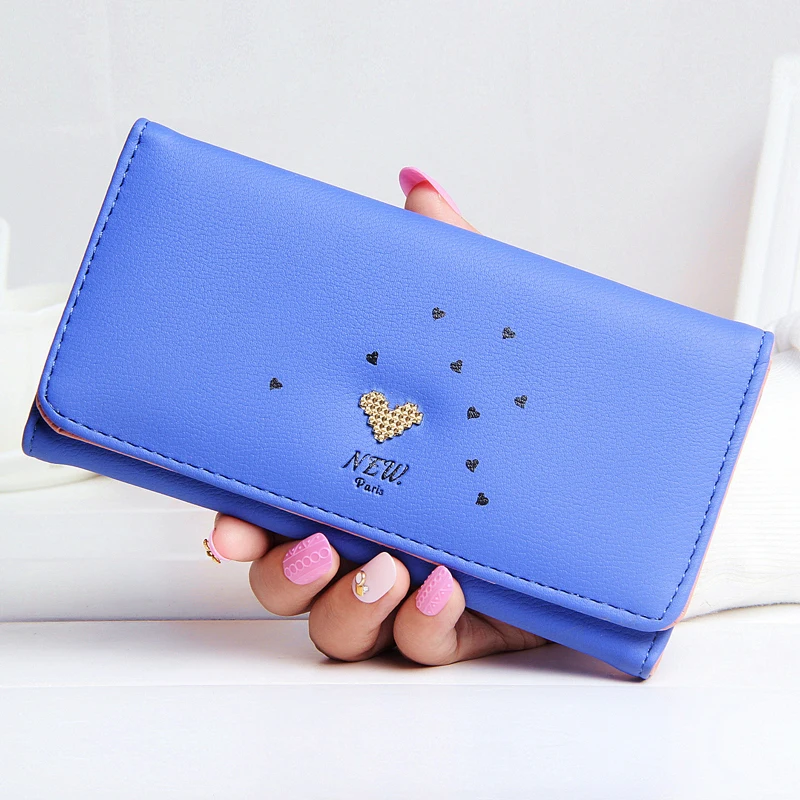 

Fashion Women Wallets Heart Pattern Casual Lady Purses Long Coin Purse Cards ID Hold Handbags Moneybags Female Girls Wallet Bags