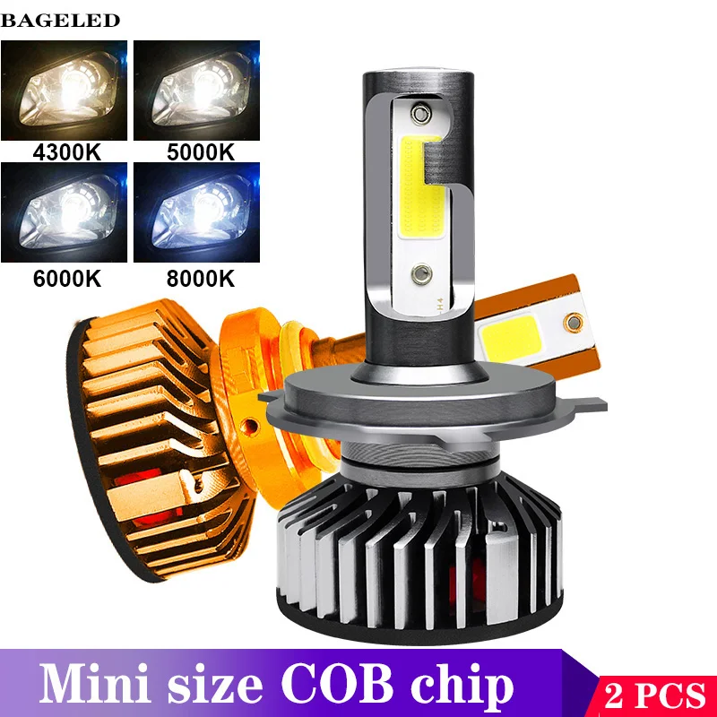 

BAGELED Car Headlight H7 LED H4 LED H1 H11 H3 9006 9005 60W 8000LM 6500K 5000K 8000K 12V Auto mini Headlamp COB Fog Light Bulb
