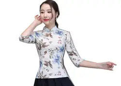 Шанхай история Для женщин китайские блузки китайские Топы Cheongsam рубашка Традиционный китайский Ципао рубашка