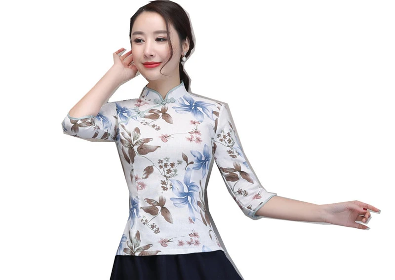Blusas para mujeres de Shanghai Story, camisas chinas Cheongsam, camisa tradicional china Qipao|Qipaos| - AliExpress