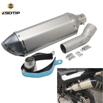 

ZSDTRP Motorcycle Exhaust Escape Modified Middle Link Pipe Laser Marking Muffler For BMW F650GS F700GS F800G