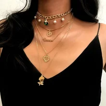 Ladies Multi-layer Alloy cross Pendant Collar Necklace Cross Pearl Sweate Chain Sweater Chain Necklace Jewelry Ladies Multi-layer Alloy cross Pendant Collar Necklace Cross Pearl Sweate Chain Sweater Chain Necklace Jewelry