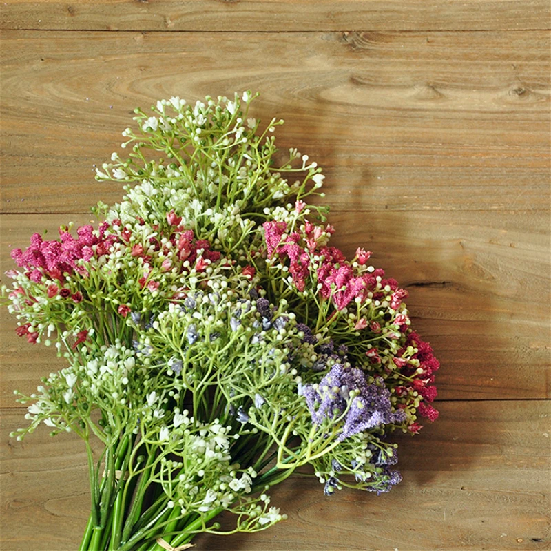 

6pcs artificial plants plastic fake flowers silk Gypsophila style Easter home decoration centerpieces decor 25cm F548