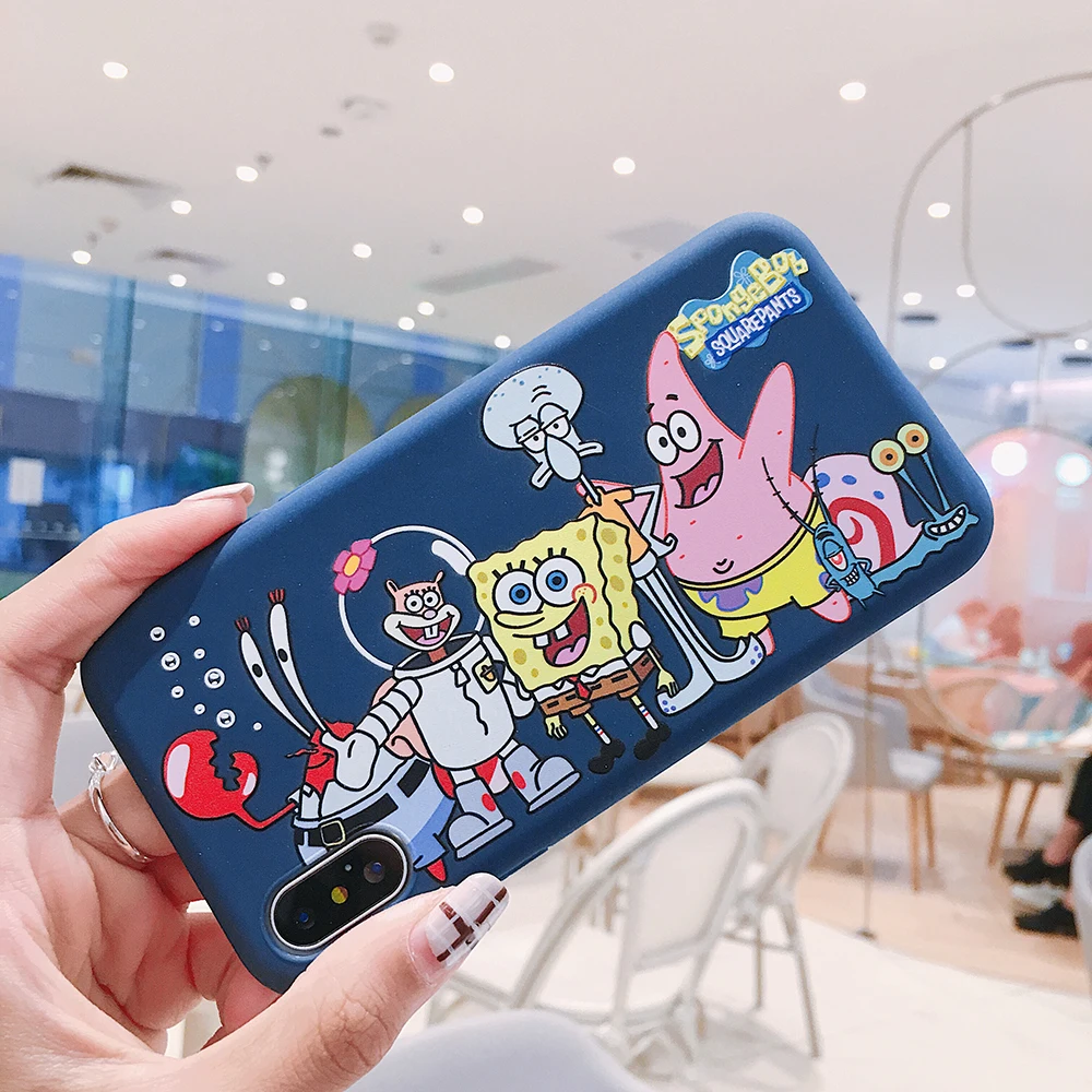 Мягкий чехол для телефона из ТПУ с изображением Губки Боба для iPhone 6 6s 7 8 Plus X XS XR XSMax 11 Pro Max