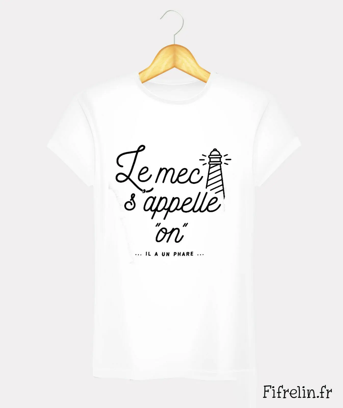 T-Shirt Blanc Homme Citation Le mec s appelle on il a un phare et T-Shirt Casual Short Sleeve For Men Clothing Summer