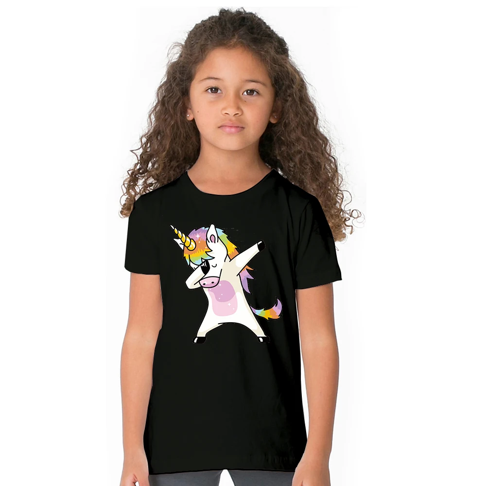 

8 Colors Dabbing Pug/Unicorn T Shirt - Cute Funny Dog Dab Cotton Girls' T-Shirt Fashion Cartoon Printed Hip Hop Tee Shirts