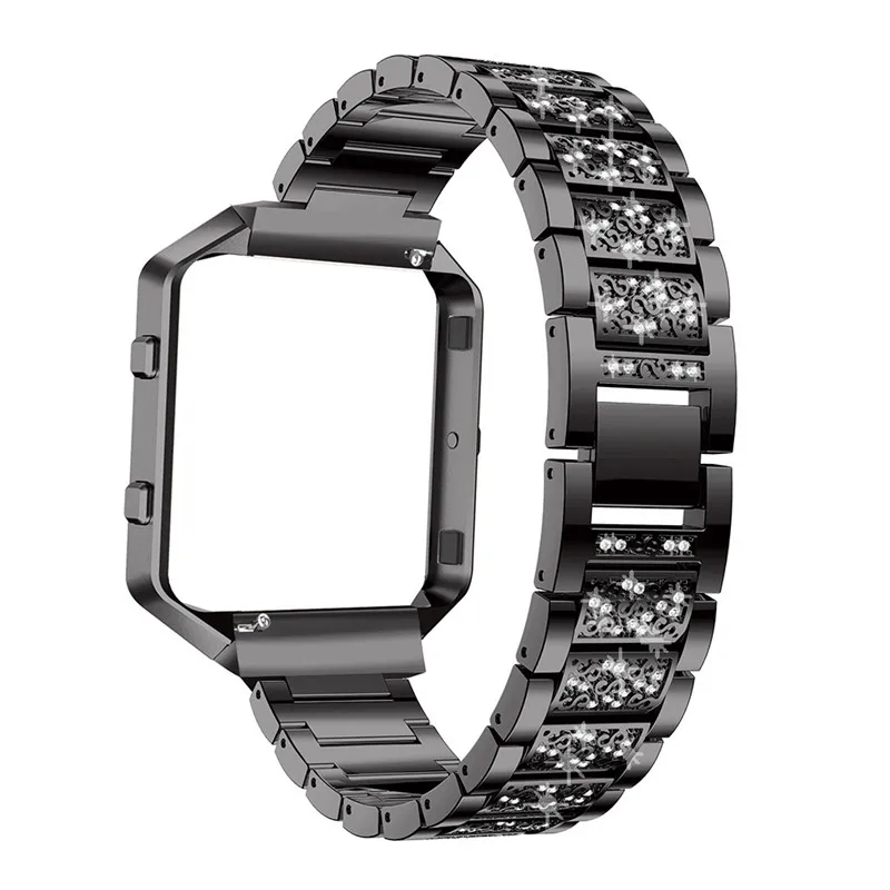 Ремешок для часов из нержавеющей стали для Fitbit Blaze, сменный металлический чехол с браслетом из горного хрусталя, ремешок для часов
