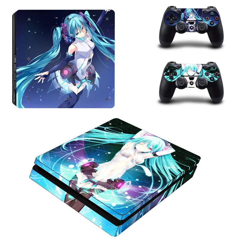 Hatsune Miku проект Diva PS4 тонкий стикер кожи виниловые наклейки для Sony Playstation4 PS 4 тонкая консоль и контроллер - Цвет: YSP4S-0104