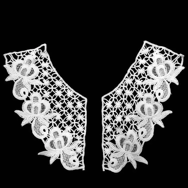 2 шт. Белый Черный 3D цветы вышивка, кружево воротник отделка аппликация для вечернего платья на одежду украшения для шитья поставки