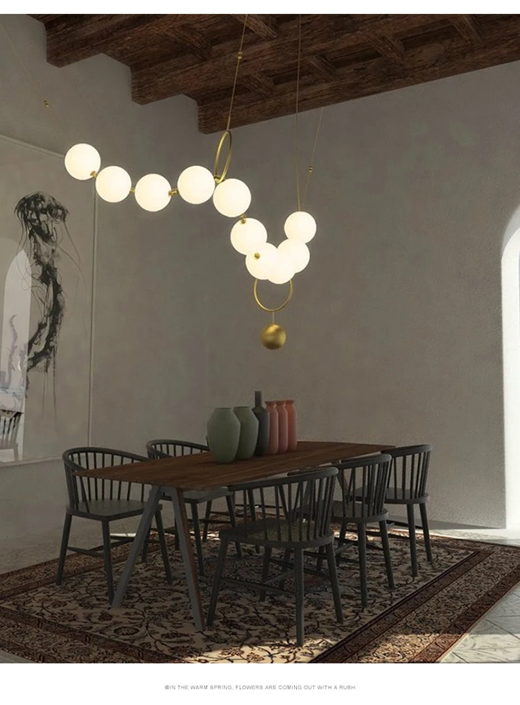 Bolas de Vidro Branco Lustre Design Italiano Lâmpada Quarto Cozinha Sala Jantar Longo 6 lustre lâmpada quarto cozinha sala jantar longo lustre