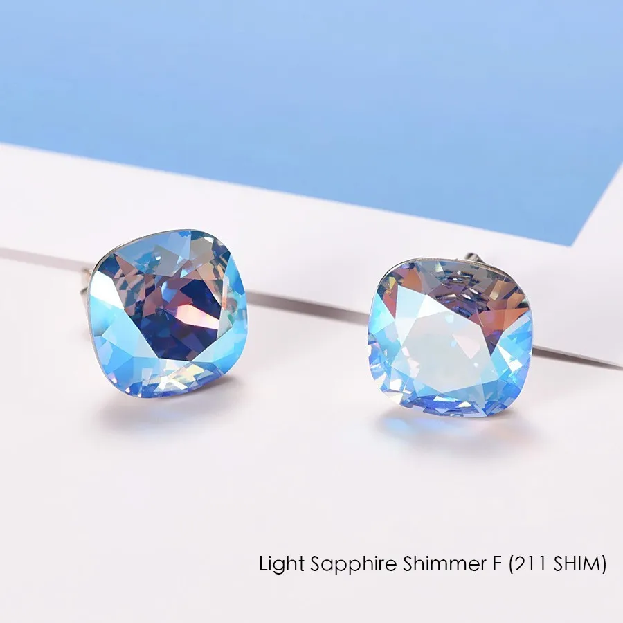 Crystals From Swarovski Stud Earrings For Women New Fashion Sterling silver Earrings Piercing Earring Elegant Wedding Jewelry - Окраска металла: 211 SHIM