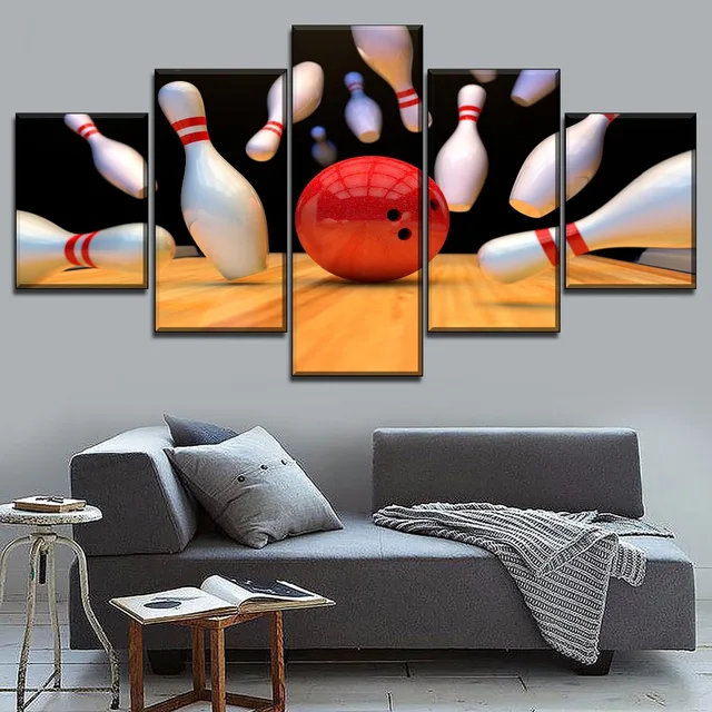 Best Price Wall Art Home Decoration 5 Pieces Break Up Bowling Picture Sports Painting Canvas HD Prints For Modern Living Room Artwork