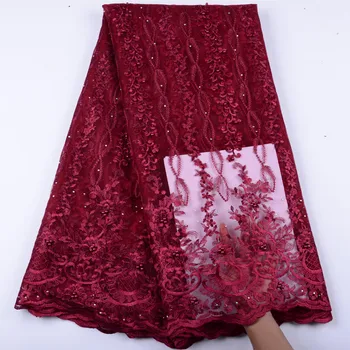 

Nigerian Tulle Lace Fabric Bridal Fashion African French Lace Fabric With Beads Net Lace Materials A1423