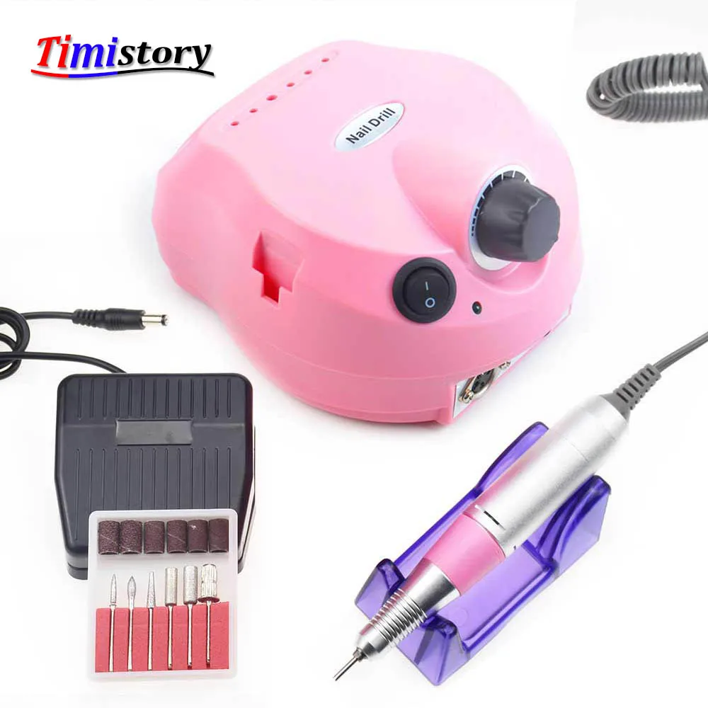 Kaufen Elektrische Nagel Bohrer Maschine 35000RPM für Maniküre Pediküre Bohrer Maschine Nägel Accessoires Nail art Werkzeug mit Fräsen Cutter