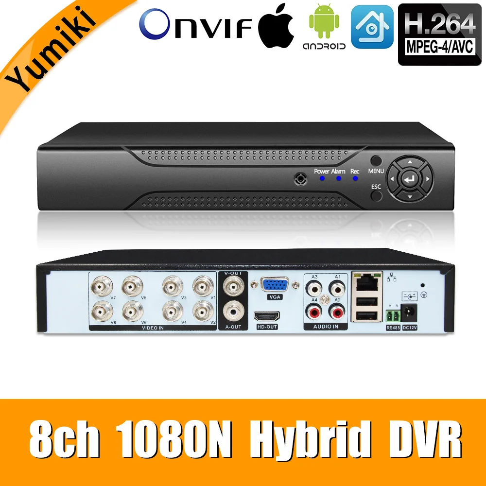 5 в 1 8ch* 1080N AHD DVR видеонаблюдения безопасности CCTV видео рекордер DVR Гибридный DVR для 720 P/960 H аналоговые AHD CVI TVI IP камеры