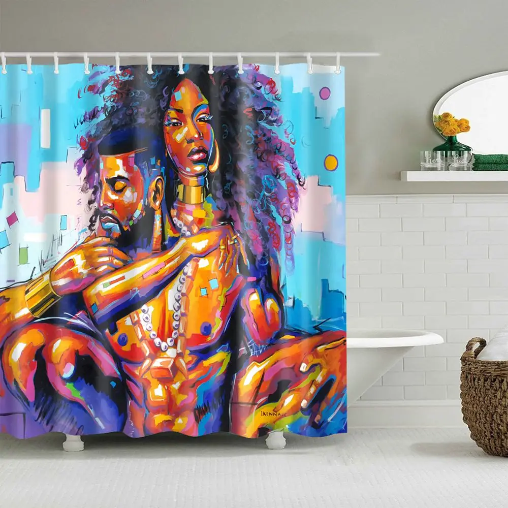 African Shower Curtain African American Curtains Black Woman Afro Art