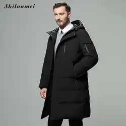 Мода среднего возраста Для мужчин зимнее пуховое пальто плюс Размеры 3xl 4xl 5xl свободные с длинным рукавом Сгущает Теплый с капюшоном средней