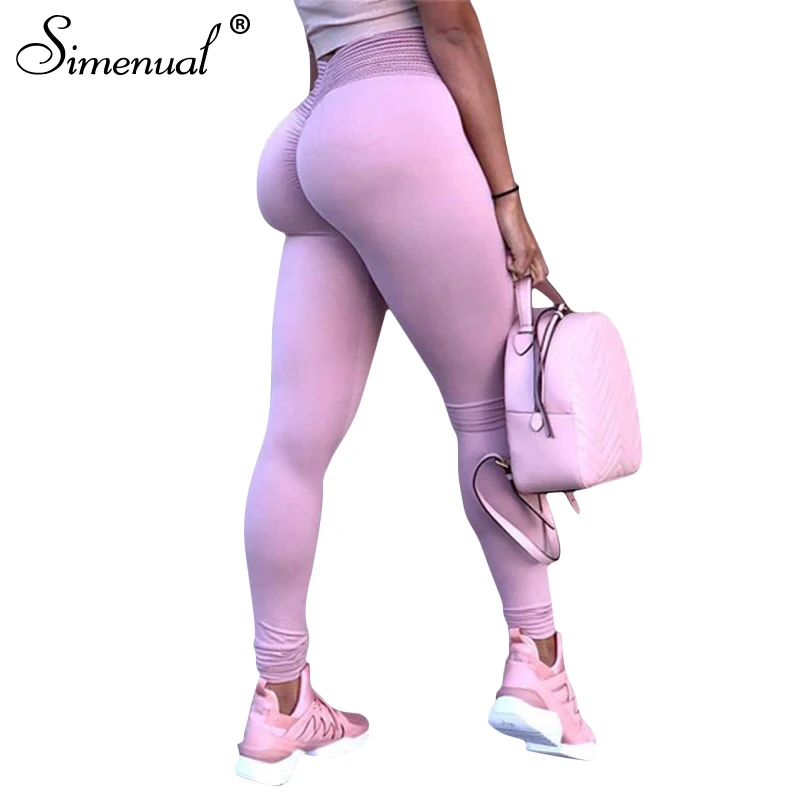 Simenual леггинсы с высокой талией и пуш-ап сеткой для фитнеса, женская спортивная одежда, леггинсы с рюшами для бодибилдинга и отдыха, распродажа - Цвет: pink purple