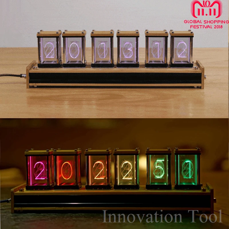 

Elekstube Programmable 6 Digit RGB Glow Digital Clock Nixie Tube Clock Kit DIY Electronic Retro Desk Clock 5V Micro USB Powered