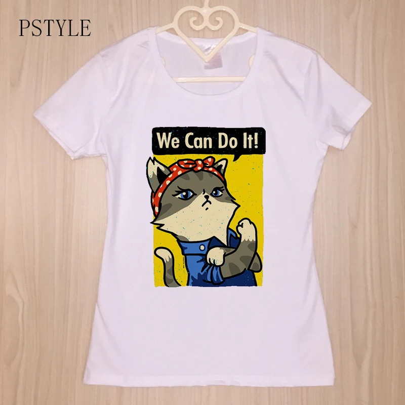 Футболка с героями мультфильмов PSTYLE женская футболка надписью We Can Do It