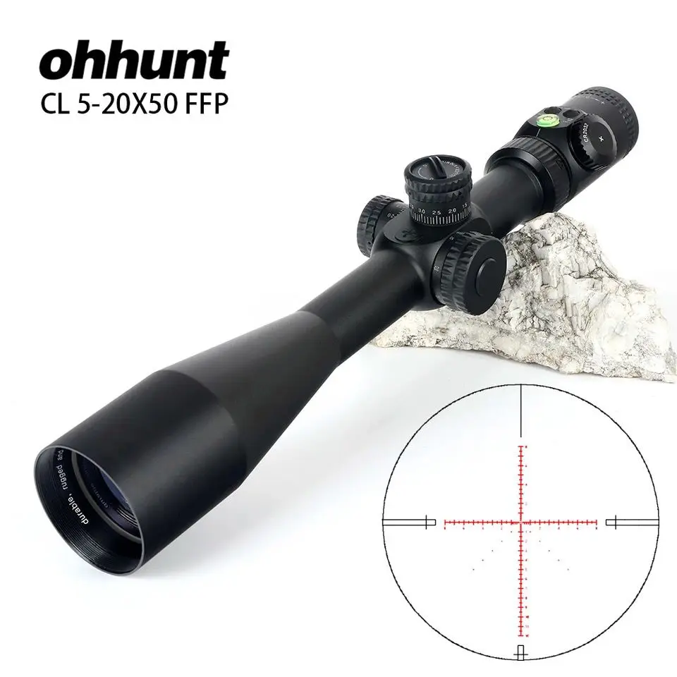 

ohhunt CL 5-20X50 FFP First Focal Plane Hunting Riflescope Side Parallax Glass Etched Reticle Lock Reset Scope with Bubble Level