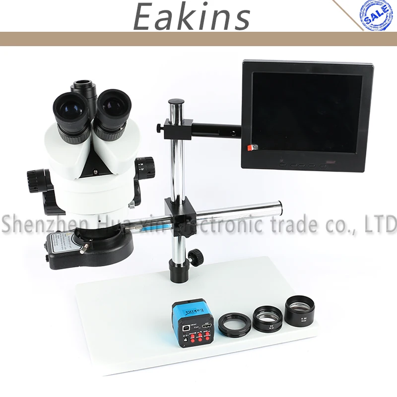 

Continuous Zoom Binocular Visual 3.5X-90X Trinocular Stereo Microscope+ HDMI HD USB Digital Industry Video Camera+144 LED Light