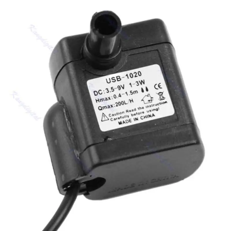 

1Pc DC 3.5V - 9V 3W USB Submersible Water Pump Aquarium Fish Tank Fountain Pond Pump