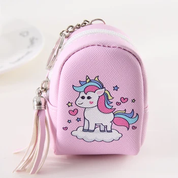 

BONAMIE Lady Cartoon Unicorn Coin Purse Kids Cute Key Holder Women Leather Purse Kawaii Small Wallet For Change Coins Bag Gift